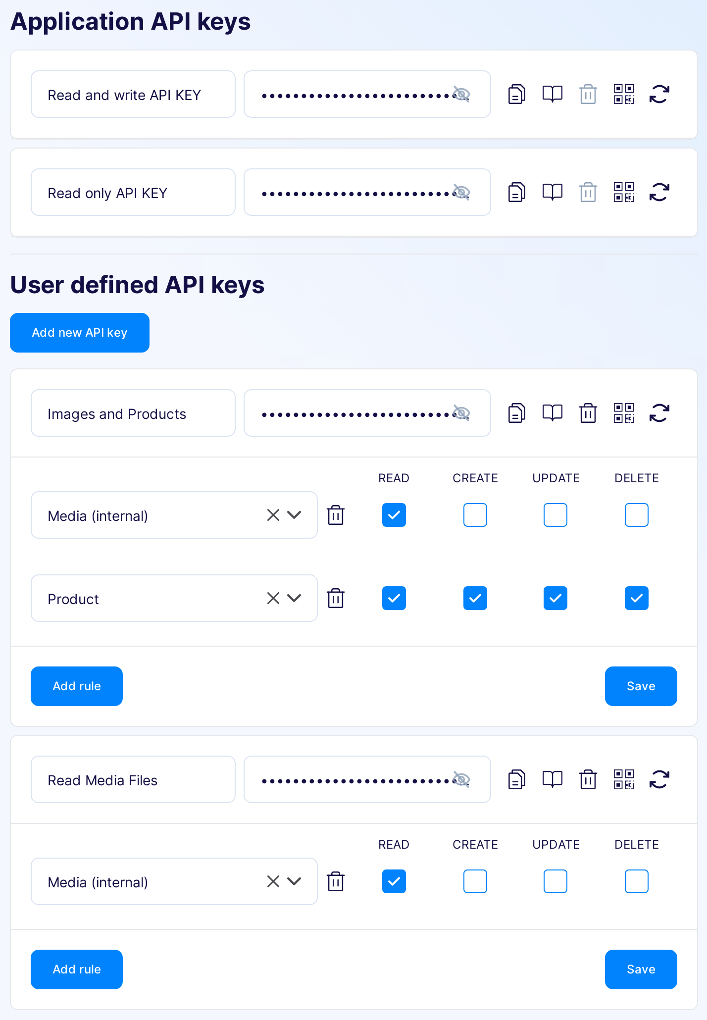 Flotiq user defined scoped API keys